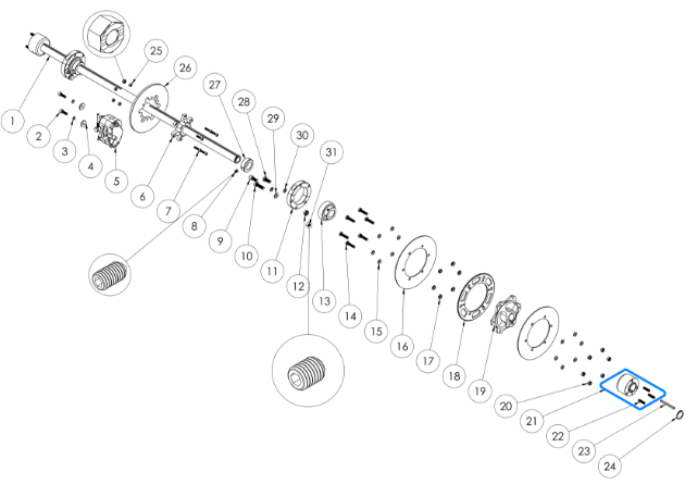 Evo2 Cadet Rear Axle