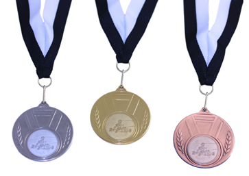 Large Medals Set: 50 Gold, 50 Silver and 50 Bronze with Logo and Ribbons 